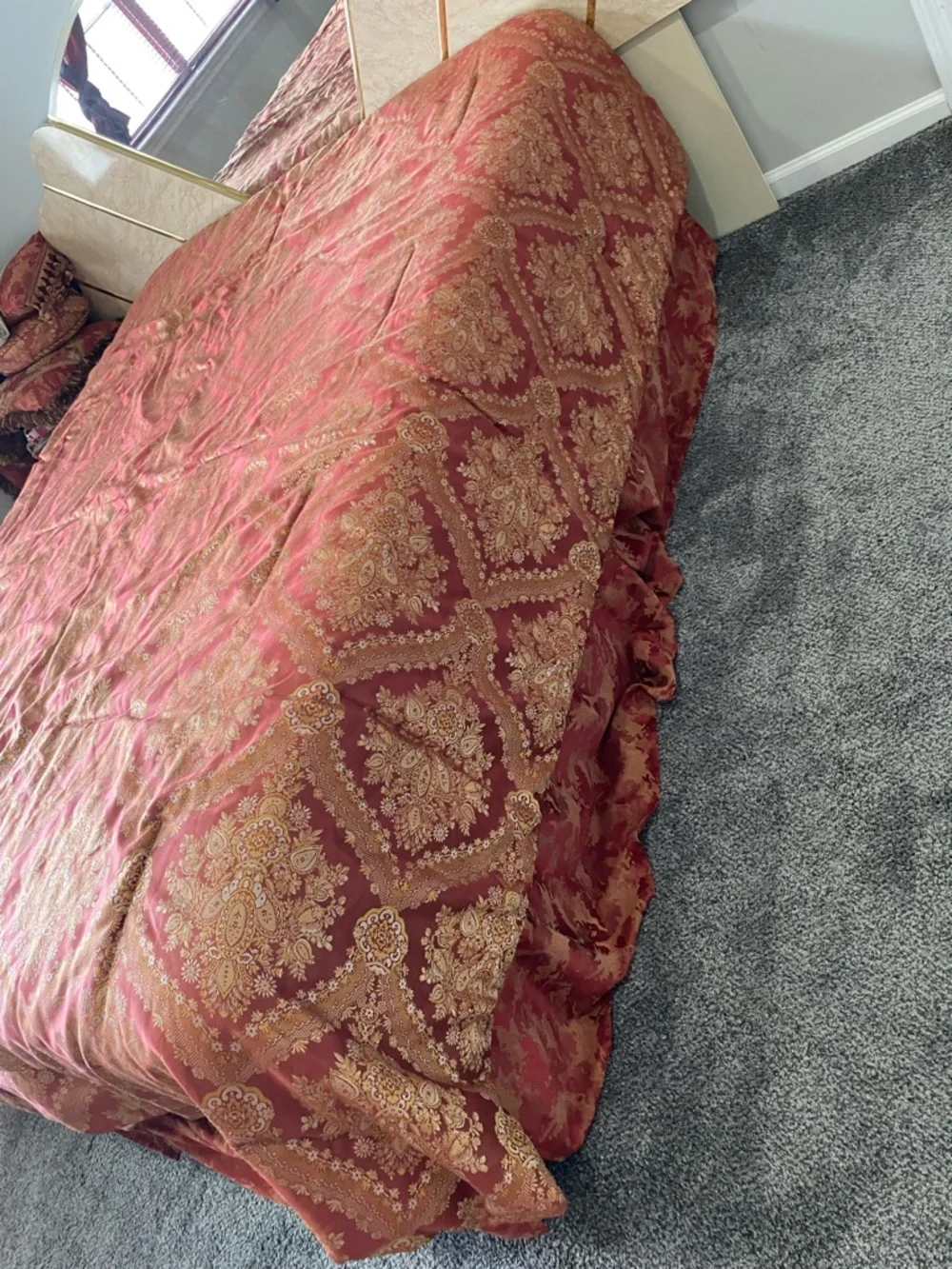 Classic Red and Gold Damask Comforter - Timeless Home Bedding